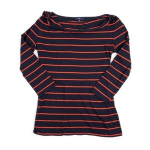 GAP navy orange stripe wide neck tee size XS